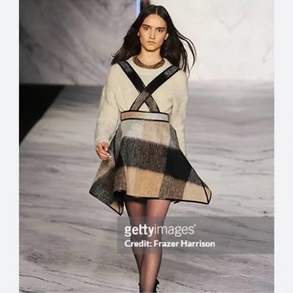 RARE 2010 3.1 Phillip Lim Trapezoid Leather Binding Brown Plaid Skirt Size 6 - Picture 15 of 15